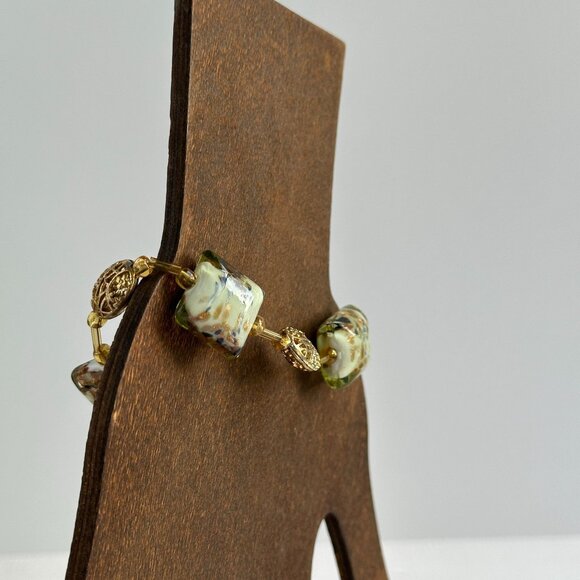 Murano Style Art Glass Bracelet 7.5" - Picture 2 of 7